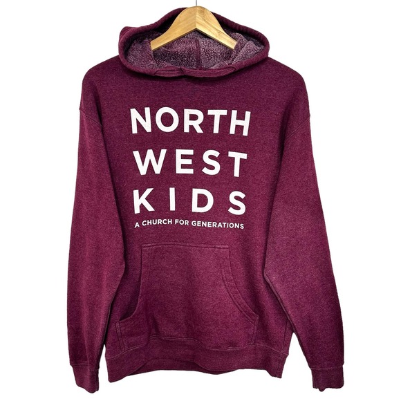North West Kids Burgundy Hoodie Sweatshirt Size Medium Church For Generations - Picture 3 of 10